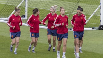 Las jugadoras de España, durante un entrenamiento.