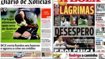 LAS PORTADAS. Toda la prensa lusa llora la eliminación de portugal a manos de España.