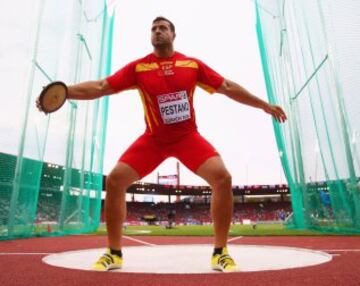 Mario Pestano durante el campeonato de Europa de atletismo en el estadio Letzigrund en Zúrich.