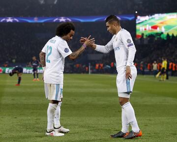 Casemiro celebrates after scoring.