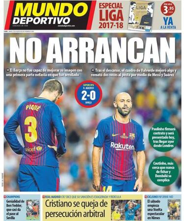 Catalan press make feelings clear after Barcelona defeat in Madrid