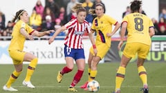 Jugadoras del Atl&eacute;tico y del Bar&ccedil;a. 