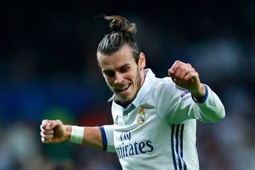 Gareth Bale celebrates after opening the scoring for Madrid.