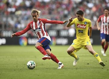 Griezmann in action during yesterday's Audi Cup tie against Napoli.