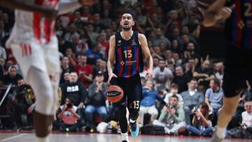 BELGRADE, SERBIA - DECEMBER 30: Tomas Satoransky of FC Barcelona in action during the 2022/2023 Turkish Airlines EuroLeague match between Crvena Zvezda mts Belgrade and FC Barcelona at Stark Arena on December 30, 2022 in Belgrade, Serbia. (Photo by Nikola Krstic/MB Media/Getty Images)