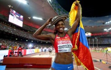 Medalla de Oro de Caterine Ibargüen en salto triple los Campeonatos Mundiales de Atletismo Pekín 2015.