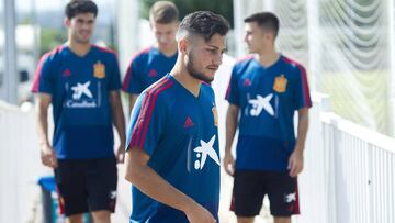 Óscar, durante una concentración de la Sub-21.
