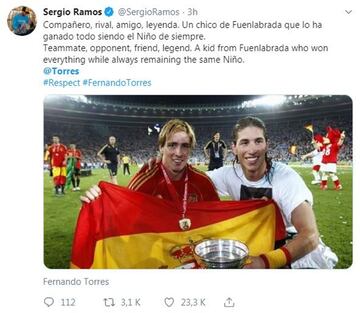 El mundo del deporte da las gracias a Fernando Torres