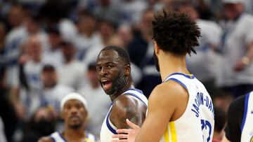 Draymond Green, ala-pívot de Golden State Warriors, tras recibir una antideportiva en el segundo partido de las semifinales de la Conferencia Oeste ante Minnesota Timberwolves.