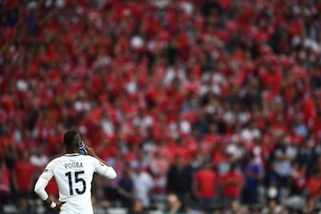 France's midfielder Paul Pogba drinks water during the Euro 2016 group A football match between Switzerland and France at the Pierre-Mauroy stadium in Lille on June 19