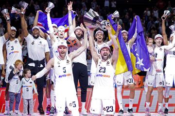 El Real Madrid logró en 2023 algo que ningún equipo había conseguido antes: remontar una serie que perdía por 0-2. Los veteranos, incluido Rudy, fueron determinantes en el playoff ante el Partizán y en el título logrado posteriormente en la Final Four de Kaunas.
