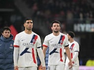 Los jugadores del PSG tras la derrota ante el Stade Rennais FC.