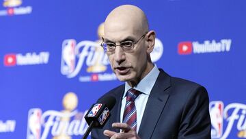 SAN FRANCISCO, CALIFORNIA - JUNE 02: NBA commissioner Adam Silver speaks to the media prior to Game One of the 2022 NBA Finals between the Golden State Warriors and the Boston Celtics at Chase Center on June 02, 2022 in San Francisco, California. NOTE TO USER: User expressly acknowledges and agrees that, by downloading and/or using this photograph, User is consenting to the terms and conditions of the Getty Images License Agreement.   Thearon W. Henderson/Getty Images/AFP
== FOR NEWSPAPERS, INTERNET, TELCOS & TELEVISION USE ONLY ==