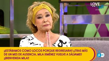 Mila Ximénez reaparece en 'Sálvame': "No quiero seguir viviendo así"