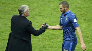 Didier Deschamps y Karim Benzema.