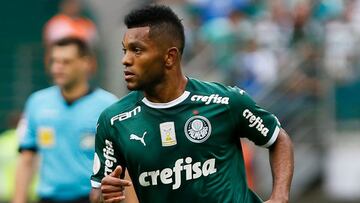 Miguel Borja durante un partido con Palmeiras.