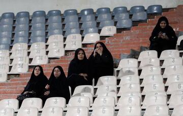 Tehran: Iranian women in the stands during an International Friendly soccer match between Iran and Bolivia at the Azadi Stadium.