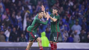    Edson Alvarez celebrate this goal 2-0 with Santiago Gimenez of Mexico during the game Mexican National Team (Mexico) vs Honduras, corresponding to the Quarterfinals second Leg of the Concacaf Nations League 2023-2024, at Azteca, on November 21, 2023.

<br><br>

Edson Alvarez celebra su gol 2-0 con Santiago Gimenez de Mexico durante el partido Seleccion Nacional Mexicana (Mexico) vs Honduras, correspondiente a Cuartos de Final Vuelta de la Liga de Naciones de Concacaf 2023-2024, en el Estadio Azteca, el 21 de Noviembre de 2023.