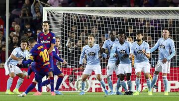 Messi marcó de falta el 2-1 ante el Celta.