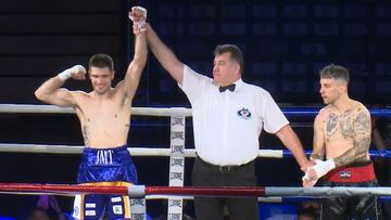 Jon Míguez celebra su victoria sobre Jonathan Valero.