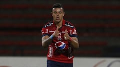 Leonardo Castro celebrando su gol con el Medell&iacute;n ante Millonarios por Liga &Aacute;guila I-2018