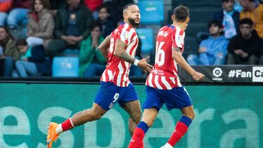 Memphis celebra el tanto logrado ante el Celta.