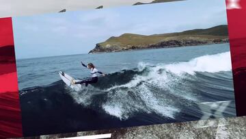 Leticia Canales surfeando en el v&iacute;deo promocional del Galicia Surf Pro, la evoluci&oacute;n del Pantin Classic, el evento de surf m&aacute;s importante de Espa&ntilde;a, perteneciente a la World Surf League (WSL).