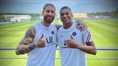 Sergio Ramos coincidi&oacute; con Kylian Mbapp&eacute; en el primer entrenamiento del franc&eacute;s con el PSG.