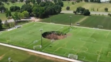 Captured on video: massive sinkhole swallows soccer field in Alton, Illinois