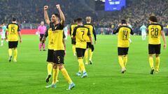 Achraf celebra uno de sus dos goles al Inter con el Dortmund.