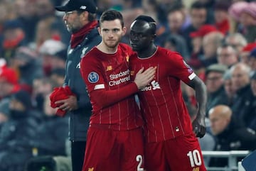 Liverpool's Andy Robertson and Sadio Mané.