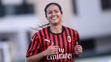 Lady Andrade durante un partido con el Milan.