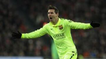 Messi celebra un gol en San Mamés.