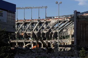 Demolition work commences on the Vicente Calderon ground.