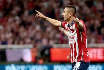 Guadalajara's forward Roberto Alvarado celebrates after scoring during the Mexican Clausura tournament football match between Guadalajara and Queretaro at the Akron stadium in Guadalajara, Jalisco State, Mexico, on April 20, 2024. (Photo by ULISES RUIZ / AFP)