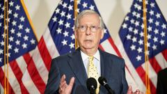 Senate Majority Leader Mitch McConnell speaks to reporters after the Senate Republican luncheon on Capitol Hill in Washington U.S.