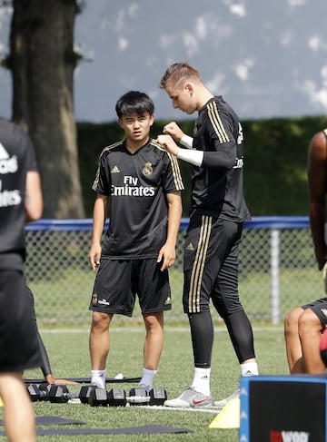 The Japanese player is causing a stir at Real Madrid's Montreal training base.