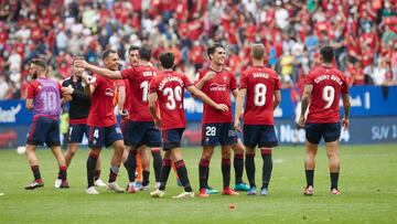 Los navarros celebrando la victoria ante el Rayo