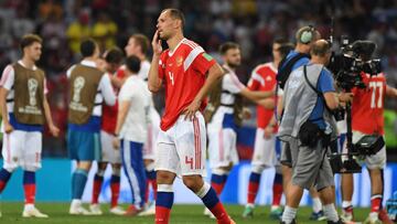 Ignashevich durante un partido con la selección de Rusia.