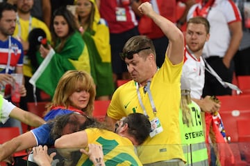 Ugly scenes in the stands during Serbia 0 - 2 Brazil