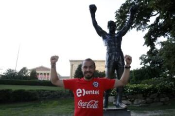 Los seleccionados visitaron la estatua de Rocky Balboa en Filadelfia.