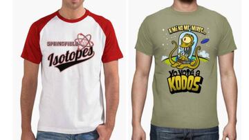 Estas camisetas son dos ejemplos de diseños originales de Los Simpson