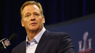 HOUSTON, TX - FEBRUARY 01: NFL Commissioner Roger Goodell speaks with the media during a press conference for Super Bowl 51 at the George R. Brown Convention Center on February 1, 2017 in Houston, Texas. Tim Bradbury/Getty Images/AFP
== FOR NEWSPAPERS, INTERNET, TELCOS & TELEVISION USE ONLY ==