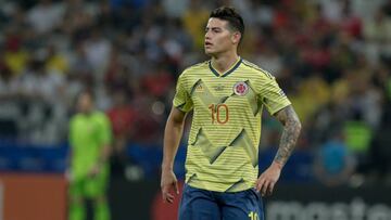 James Rodríguez durante un partido con la Selección Colombia por Copa América.