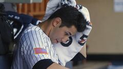 NEW YORK, NY - JULY 04: Pitcher Luis Cessa #85 of the New York Yankees wipes his head after pitching the eighth inning against the Toronto Blue Jays during a game at Yankee Stadium on July 4, 2017 in the Bronx borough of New York City. The Blue Jays defeated the Yankees 4-1.   Rich Schultz/Getty Images/AFP
 == FOR NEWSPAPERS, INTERNET, TELCOS &amp; TELEVISION USE ONLY ==