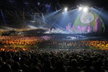 Vista de una coreografía hoy, domingo 26 de julio de 2015, en la clausura de los Juegos Panamericanos 2015 en Toronto (Canadá).