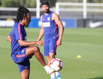 Gelson durante su primer entrenamiento con el equipo colchonero.