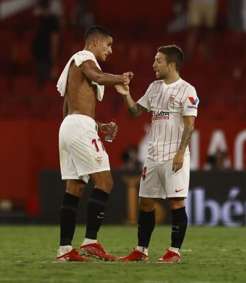 Lamela y Papu, al término del partido. /Toni Rodríguez