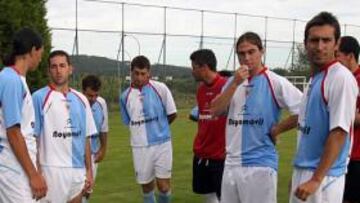 Los jugadores del Compostela el día de la presentación