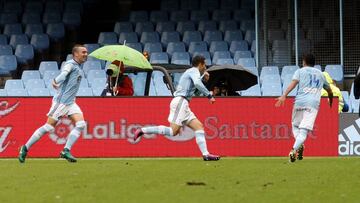 El Celta celebra uno de su goles.